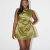 The Satin Straight Neck Mini Dress - Image 5