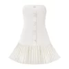 The Button Up Strapless Mini Dress - Image 7