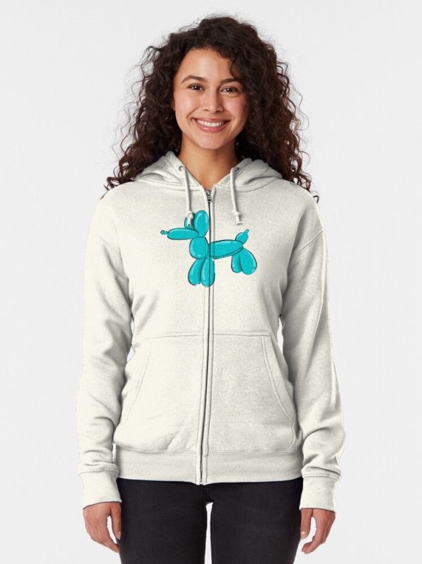 Balloon Doggie Teal Zipped Hoodie