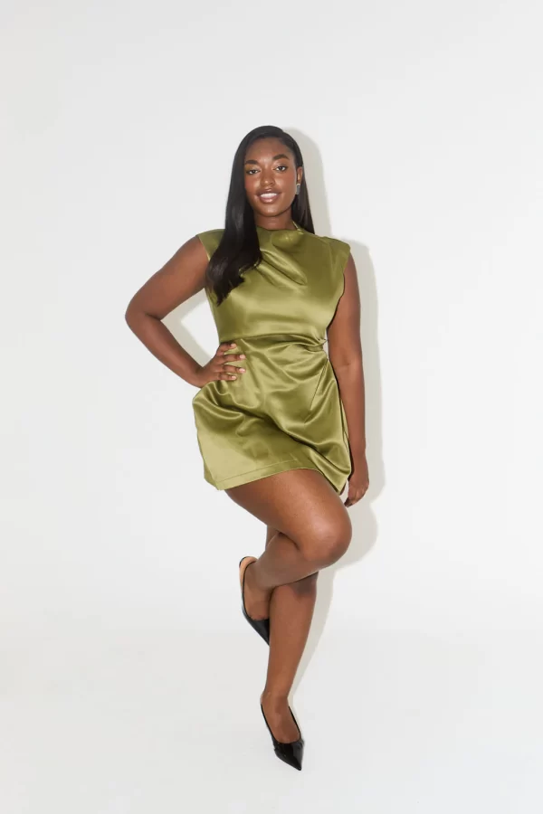 The Satin Straight Neck Mini Dress - Image 6