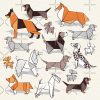 Origami doggie friends // grey linen texture background Zipped Hoodie - Image 2