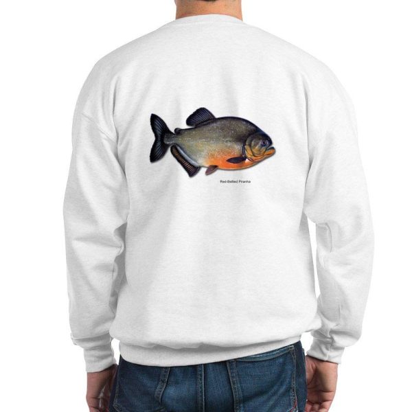 Red-Bellied Piranha Fish Men’s Crewneck Sweatshirt - Image 2